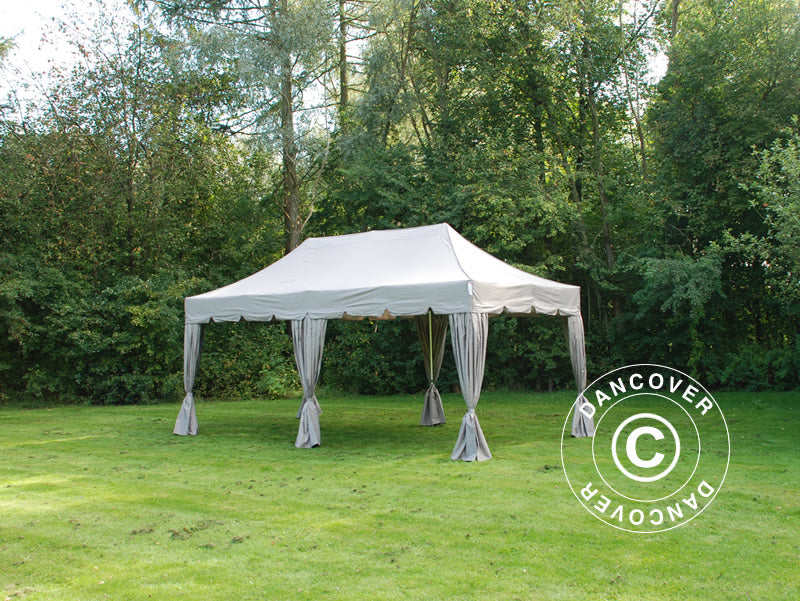 Foldetelt FleXtents PRO Steel "Peaked" 3x6m Latte, inkl. 6 pyntegardiner - Image 3