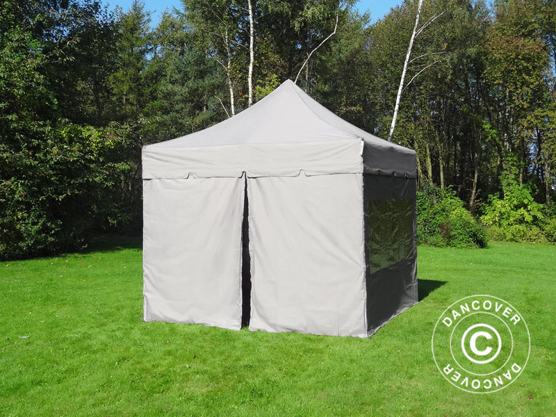 Foldetelt FleXtents PRO Steel "Peaked" 4x4m Latte, inkl. 4 sider - Image 6