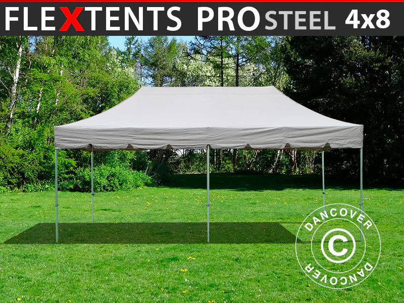 Foldetelt FleXtents PRO Steel "Peaked" 4x8m Latte