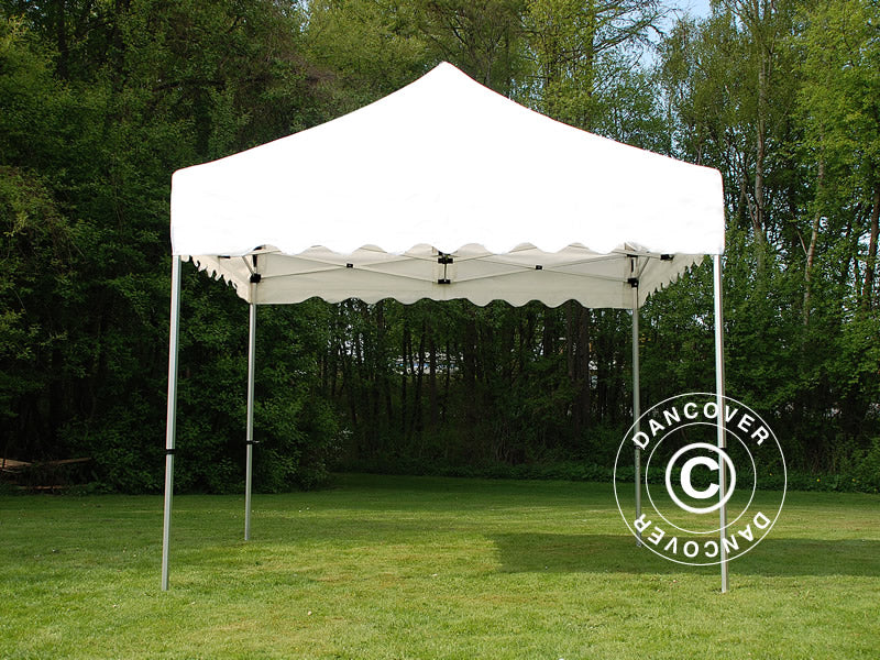 Foldetelt FleXtents PRO "Wave" 3x3m Hvid, inkl. 4 pyntegardiner - Image 2