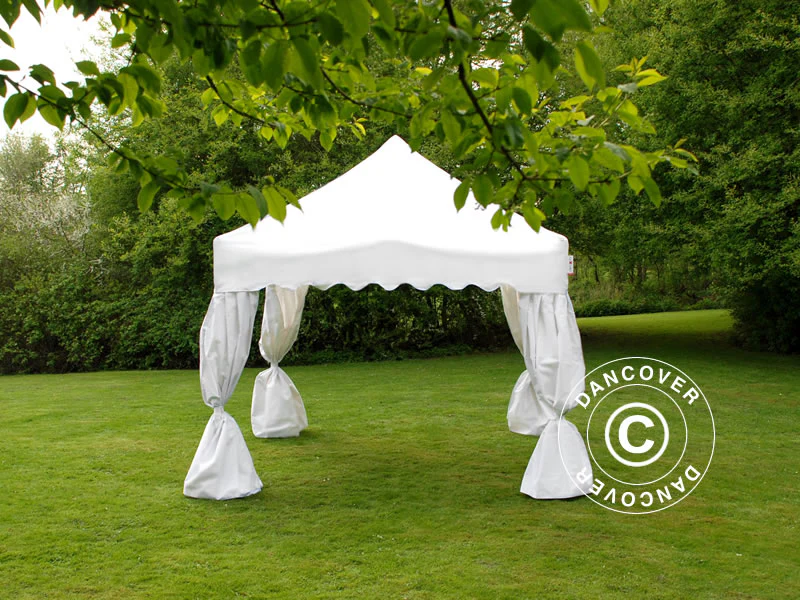 Foldetelt FleXtents PRO "Wave" 3x3m Hvid, inkl. 4 pyntegardiner - Image 8