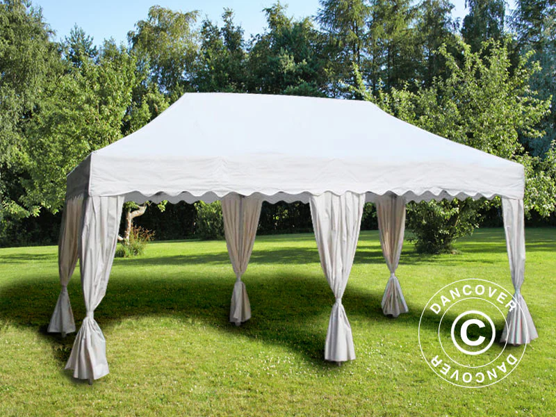 Foldetelt FleXtents PRO "Wave" 3x6m Hvid, inkl. 6 pyntegardiner - Image 2