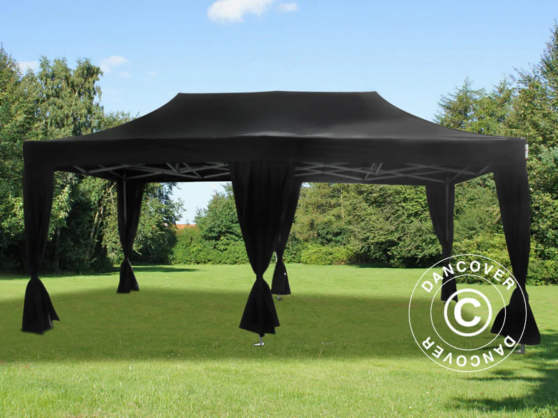 Foldetelt FleXtents Steel 3x6m Sort, inkl. 6 pyntegardiner - Image 2