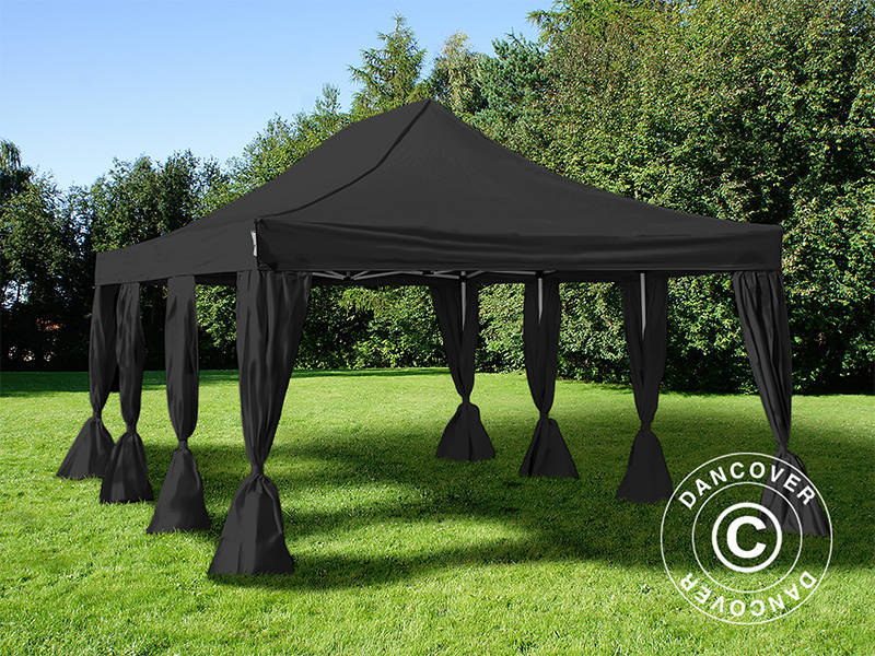 Foldetelt FleXtents Steel 4x6m Sort, inkl. 8 pyntegardiner - Image 3