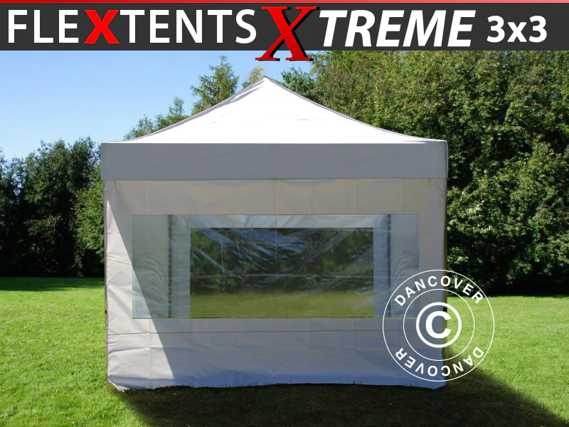 Foldetelt FleXtents Xtreme 50 3x3m Hvid, inkl. 4 sider