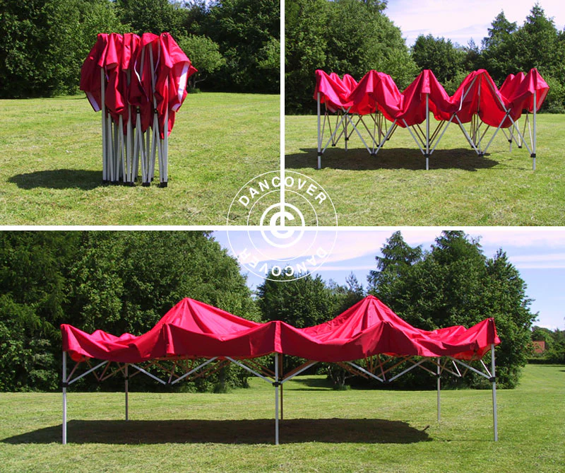 Foldetelt FleXtents Xtreme 50 3x6m Rød, inkl. 6 sider - Image 3