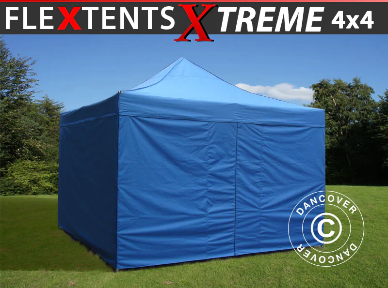 Foldetelt FleXtents Xtreme 50 4x4m Blå, inkl. 4 sider