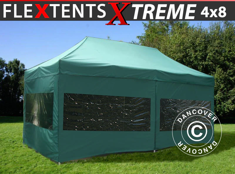 Foldetelt FleXtents Xtreme 50 4x8m Grøn, inkl. 6 sider