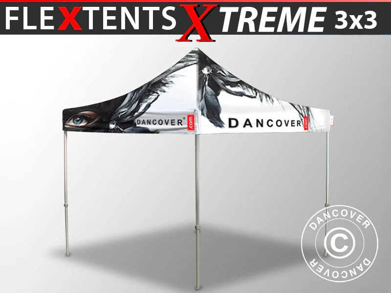 Foldetelt FleXtents Xtreme 50 med fuldt digitalt print, 3x3m