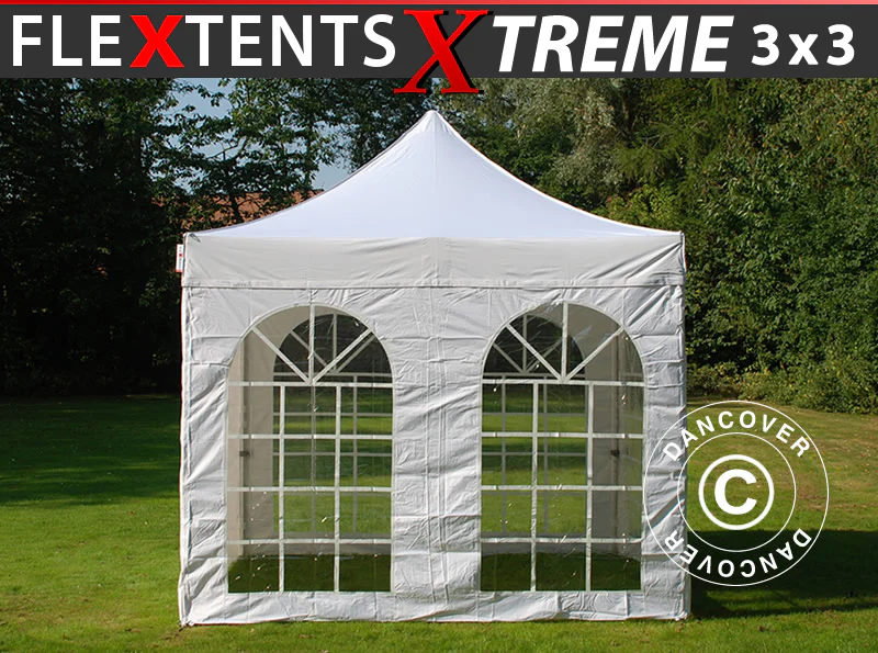Foldetelt FleXtents Xtreme 50 Vintage Style 3x3m Hvid, inkl. 4 sider