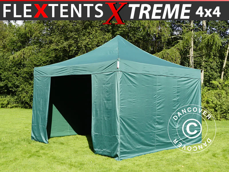 Foldetelt FleXtents Xtreme 60 4x4m Grøn, inkl. 4 sider