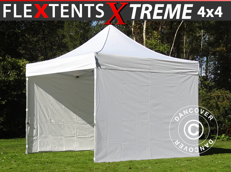 Foldetelt FleXtents Xtreme 60 4x4m Hvid, inkl. 4 sider