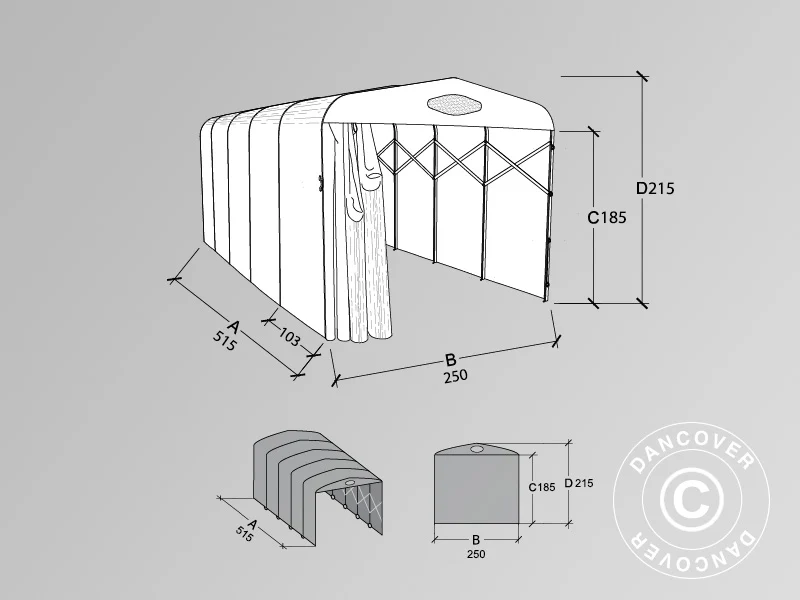 Foldetunnelgarage (Bil),  2,5x5,15x2,15m, Beige - Image 3