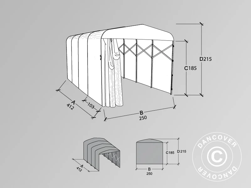 Foldetunnelgarage (Bil), ECO, 2,5x4,12x2,15m, Beige - Image 3