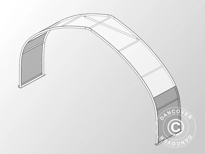 Forlængelse 1,5m til telthal, rundbuehal 8x15x4,33m, PVC, Hvid/Grå