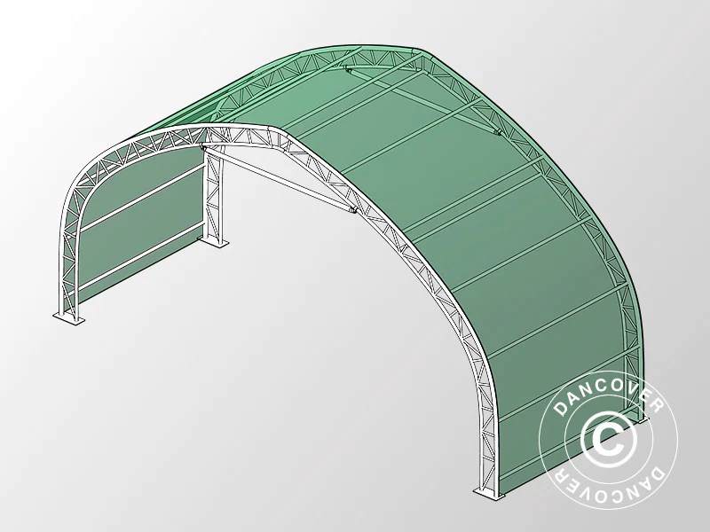 Forlængelse 3m til telthal, rundbuehal 15x15x7,42m, PVC, Grøn