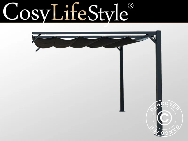 Forlængelse til pergola pavillon Santa Cruz, 3x3m, Mørkegrå