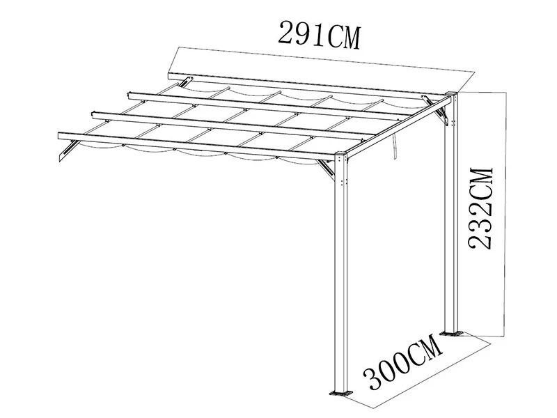 Forlængelse til pergola pavillon Santa Cruz, 3x3m, Mørkegrå - Image 5