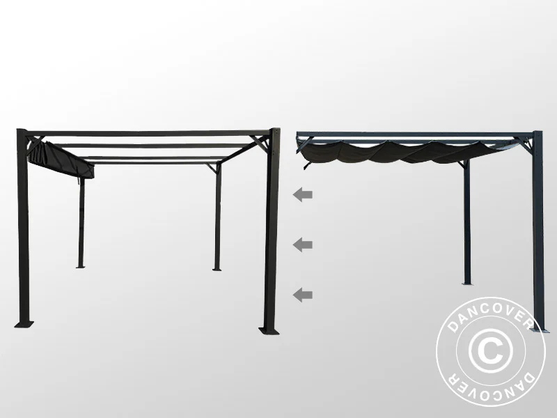 Forlængelse til pergola pavillon Santa Cruz, 4x4m, Mørkegrå - Image 4