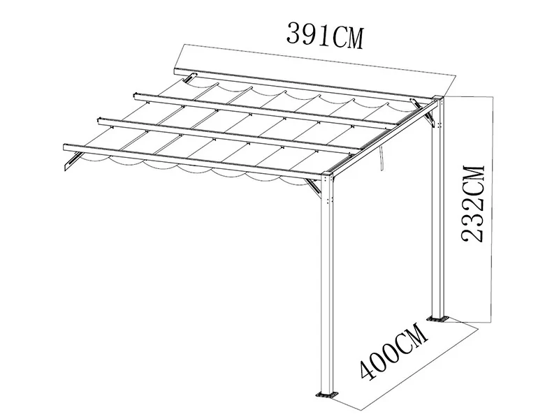 Forlængelse til pergola pavillon Santa Cruz, 4x4m, Mørkegrå - Image 5