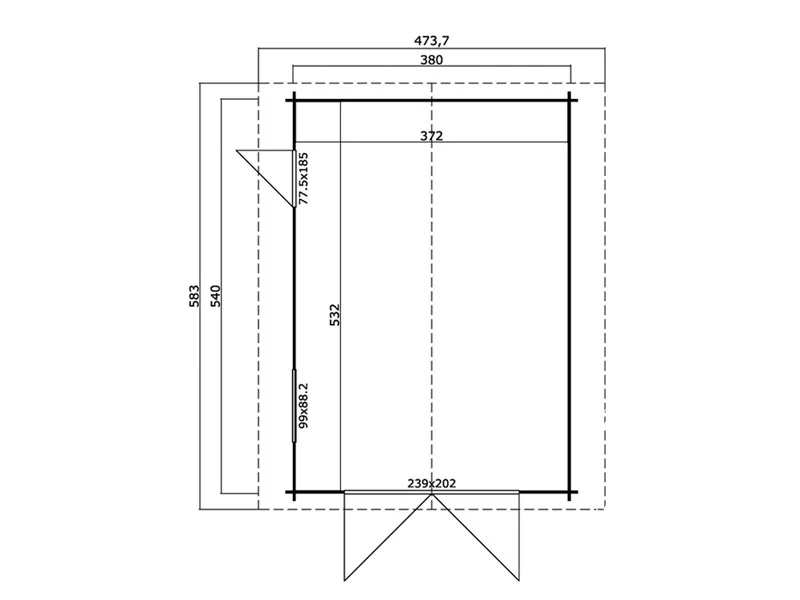 Garage i træ Rauma, 3,8x5,4x2,74m, 40mm, Mørkegrå - Image 7