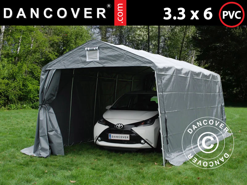 Garagetelt PRO 3,3x6x2,4m PVC, Grå