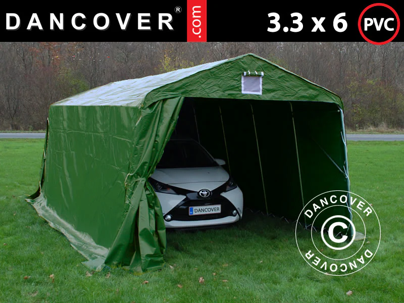 Garagetelt PRO 3,3x6x2,4m PVC, Grøn