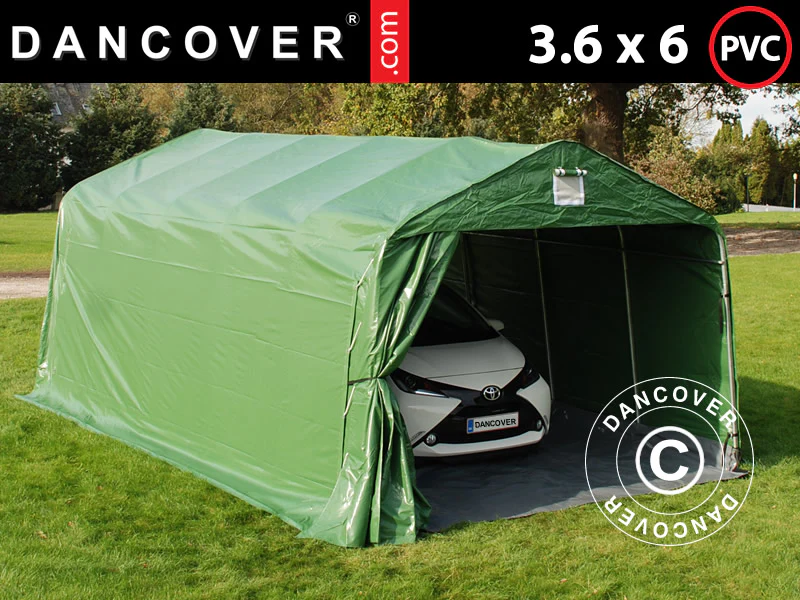 Garagetelt PRO 3,6x6x2,7m PVC med underlag, Grøn