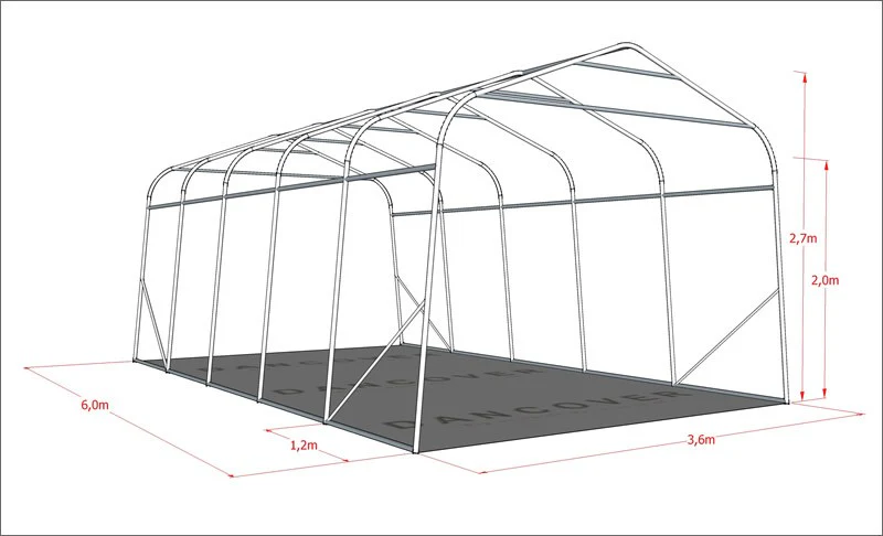 Garagetelt PRO 3,6x6x2,7m PVC med underlag, Grøn - Image 8
