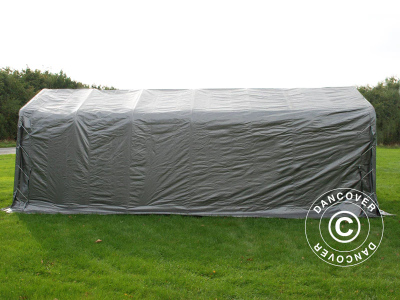 Garagetelt PRO 3,6x7,2x2,68m PE med underlag, Grå - Image 4