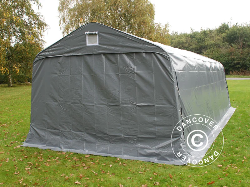 Garagetelt PRO 3,6x7,2x2,68m PVC med underlag, Grå - Image 2