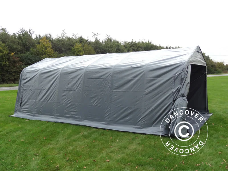 Garagetelt PRO 3,6x7,2x2,68m PVC med underlag, Grå - Image 3