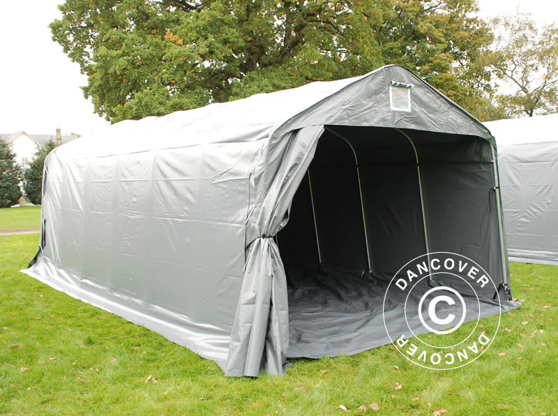 Garagetelt PRO 3,6x7,2x2,68m PVC med underlag, Grå - Image 5