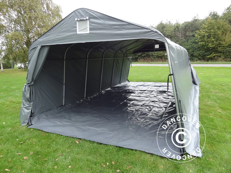Garagetelt PRO 3,6x7,2x2,68m PVC med underlag, Grå - Image 6