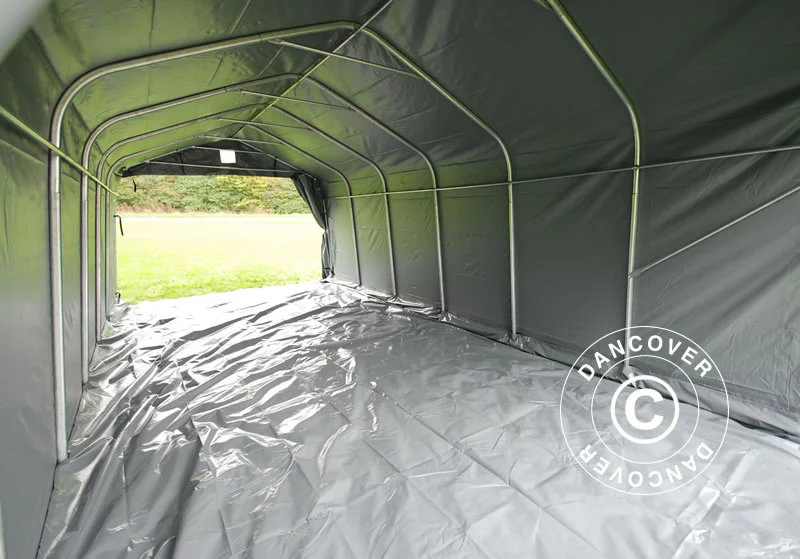Garagetelt PRO 3,6x7,2x2,68m PVC med underlag, Grå - Image 9