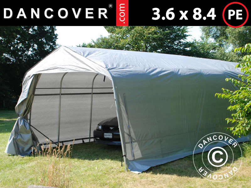 Garagetelt PRO 3,6x8,4x2,68m PE, Grå