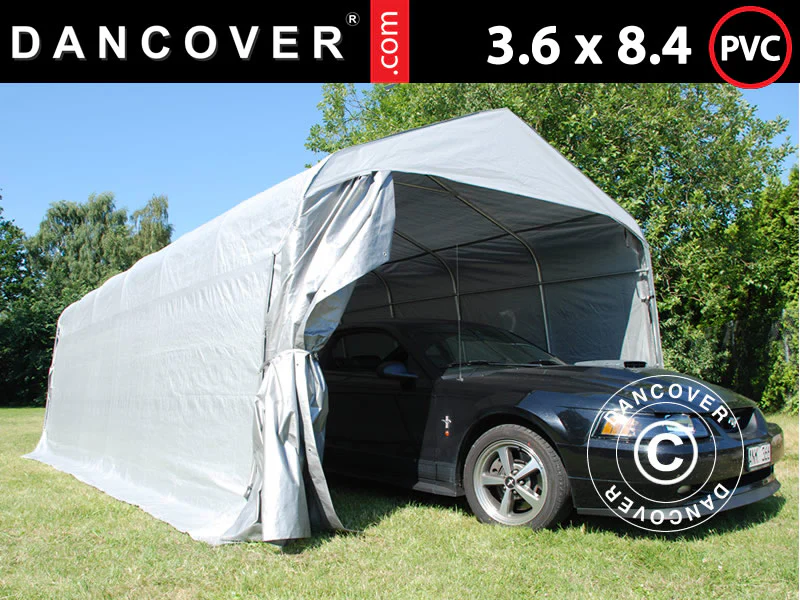 Garagetelt PRO 3,6x8,4x2,68m PVC, Grå