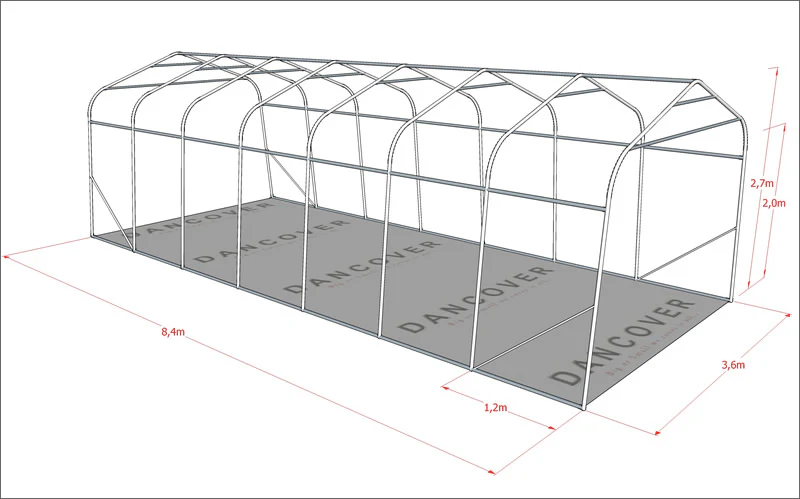 Garagetelt PRO 3,6x8,4x2,68m PVC, Grøn - Image 9