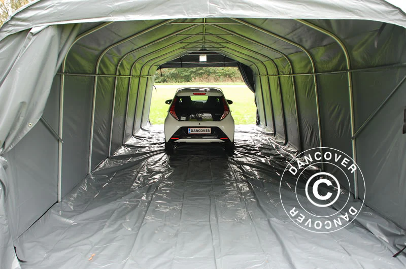 Garagetelt PRO 3,6x8,4x2,7m PVC med underlag, Grå - Image 10