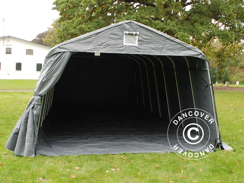Garagetelt PRO 3,6x8,4x2,7m PVC med underlag, Grå - Image 12