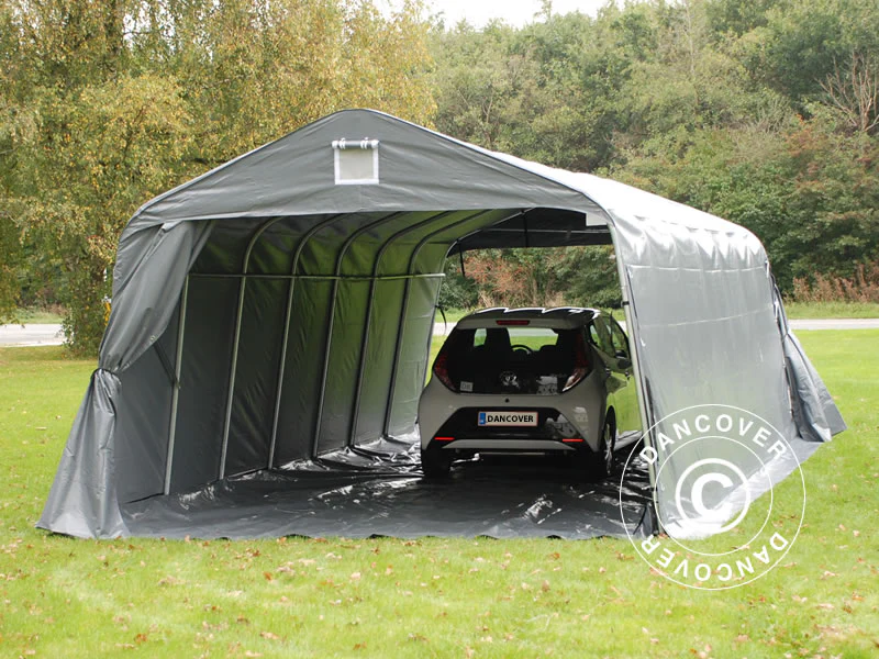 Garagetelt PRO 3,6x8,4x2,7m PVC med underlag, Grå - Image 13