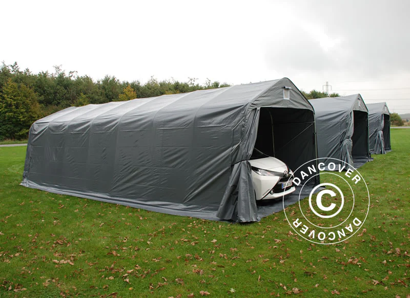 Garagetelt PRO 3,6x8,4x2,7m PVC med underlag, Grå - Image 14
