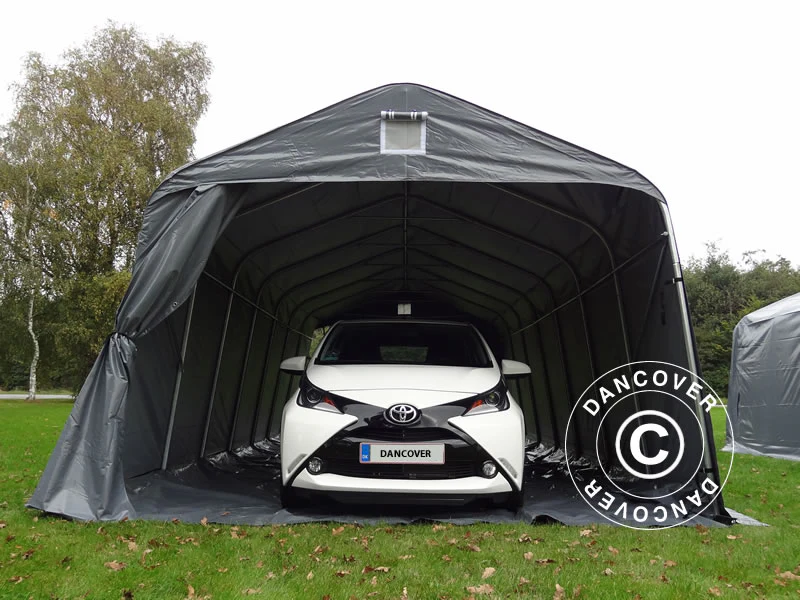 Garagetelt PRO 3,6x8,4x2,7m PVC med underlag, Grå - Image 4