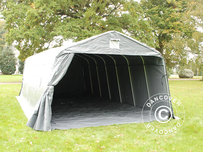 Garagetelt PRO 3,6x8,4x2,7m PVC med underlag, Grå - Image 5