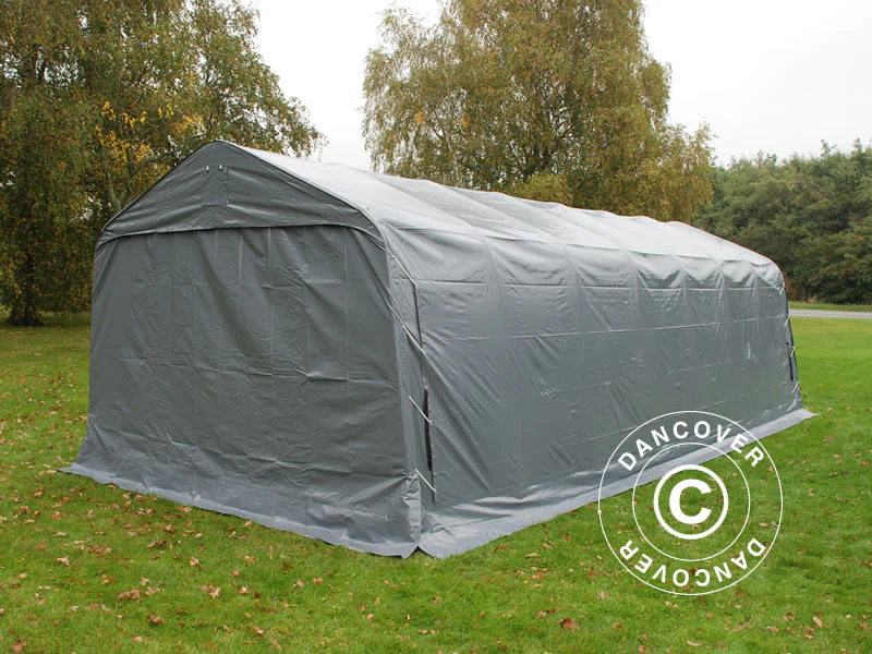 Garagetelt PRO 3,6x8,4x2,7m PVC med underlag, Grå - Image 7