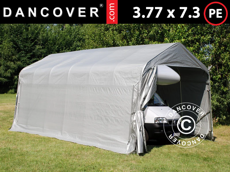 Garagetelt PRO 3,77x7,3x3,18m PE, Grå