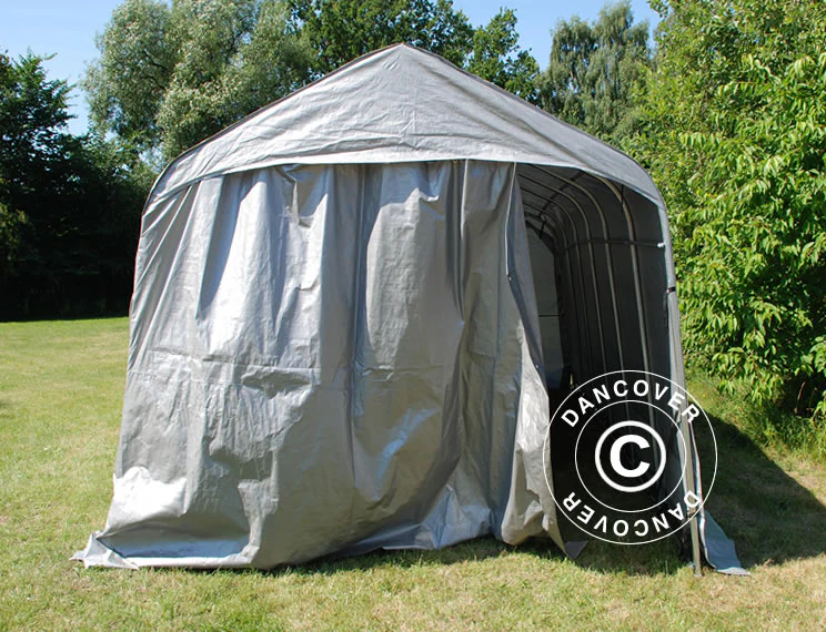 Garagetelt PRO 3,77x7,3x3,18m PE, Grå - Image 4