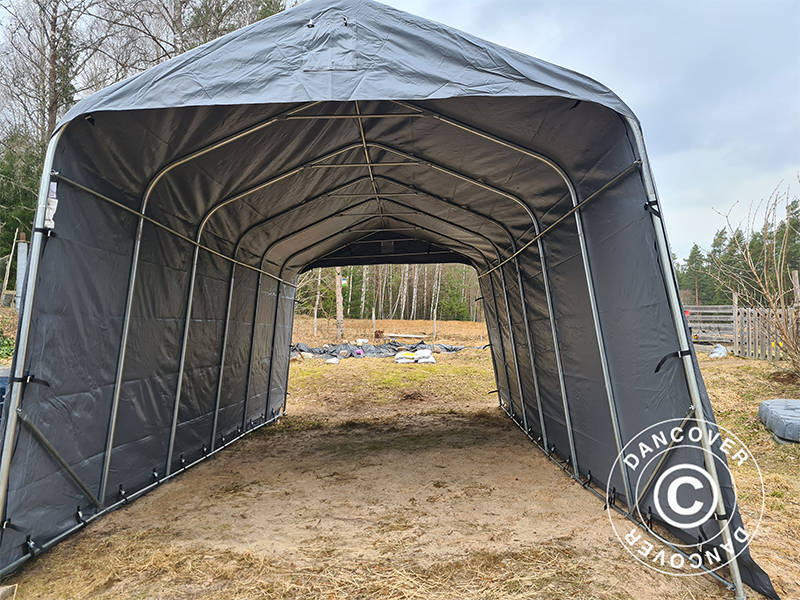 Garagetelt PRO 3,77x7,3x3,18m PVC, Grå - Image 10