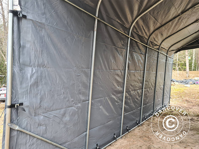 Garagetelt PRO 3,77x7,3x3,18m PVC, Grå - Image 7