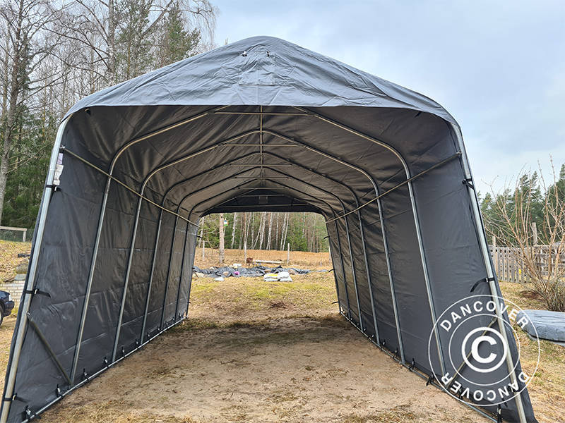 Garagetelt PRO 3,77x7,3x3,18m PVC, Grå - Image 8
